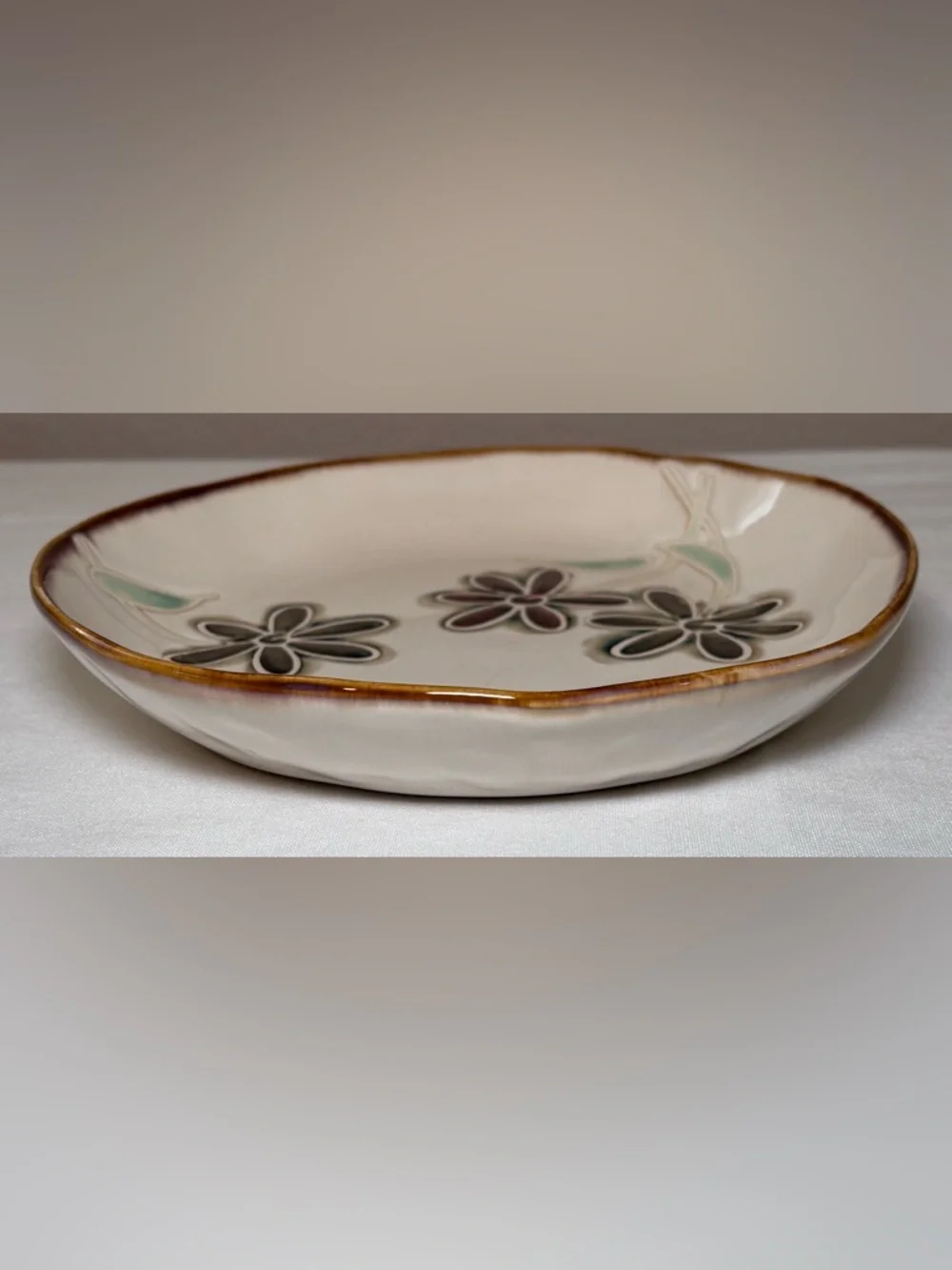 Vintage Pier 1 Petals Stoneware Salad Plate Hand Painted 8 Inches